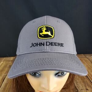 New John Deere Grey Ball Cap Baseball One Size Adjustable